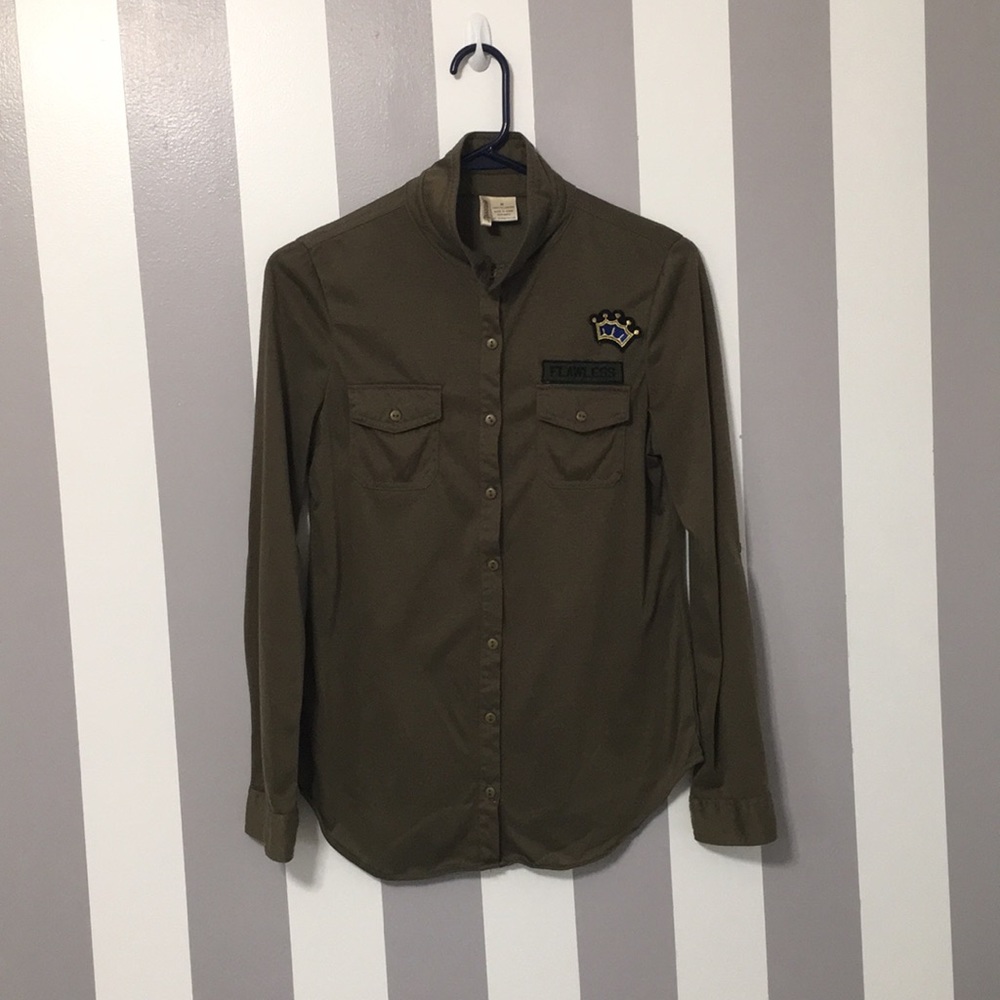 Collared-Dark Green button down shirt